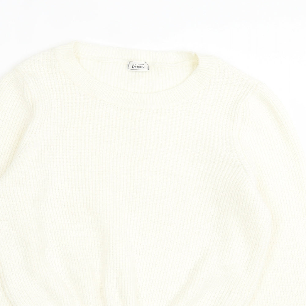 Pimkie Womens Ivory Crew Neck Acrylic Pullover Jumper Size M
