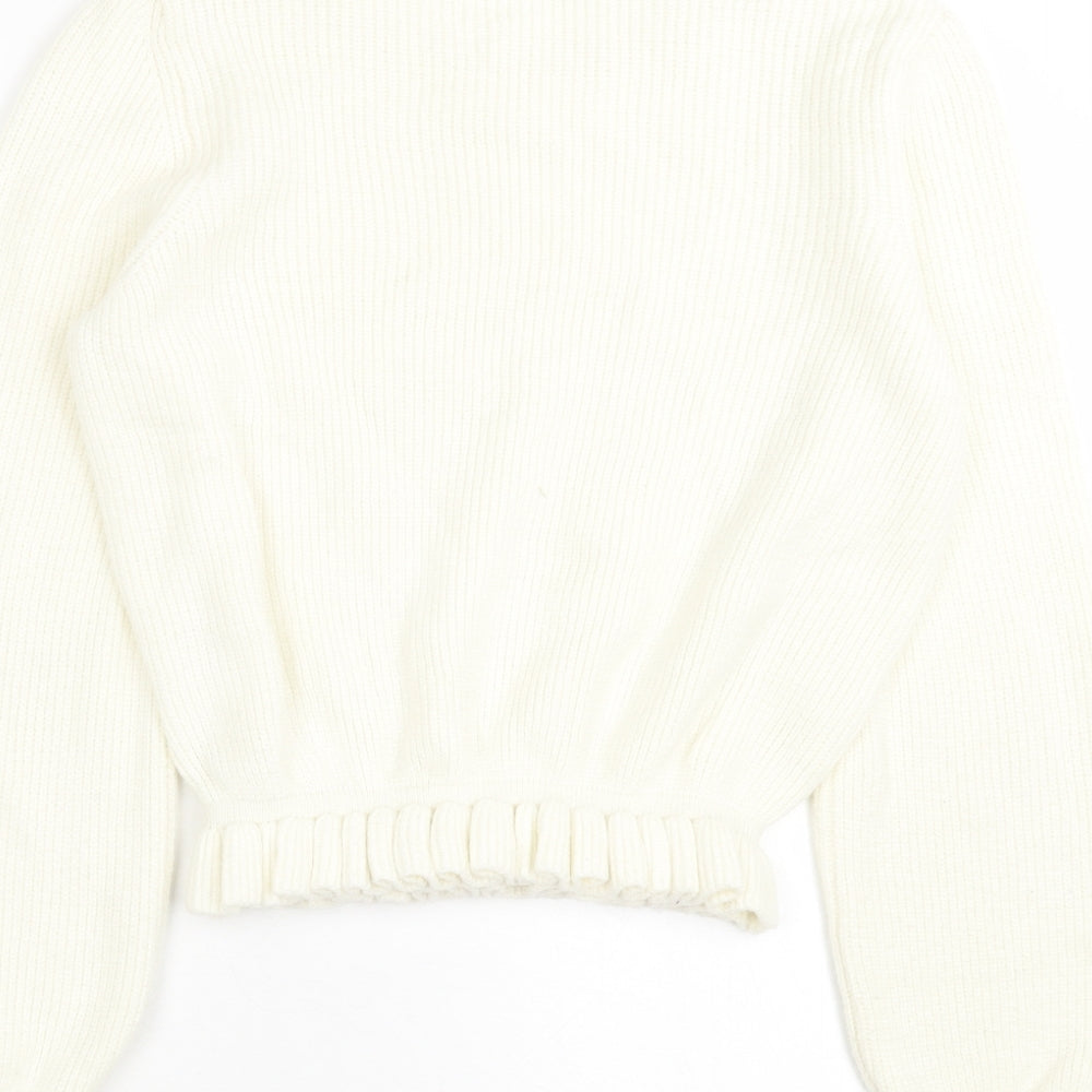 Pimkie Womens Ivory Crew Neck Acrylic Pullover Jumper Size M
