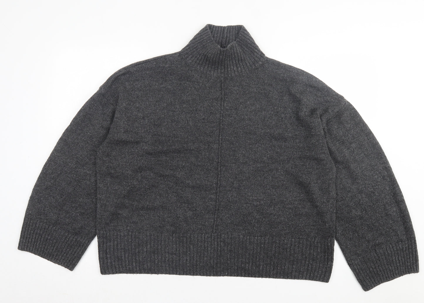 F&F Womens Grey High Neck Acrylic Pullover Jumper Size 18