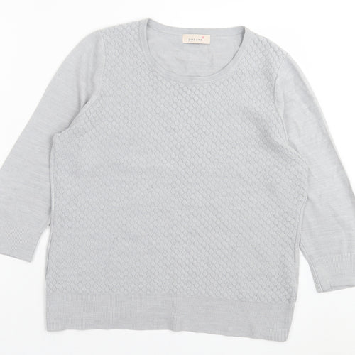 Per Una Womens Grey Crew Neck Acrylic Pullover Jumper Size 14