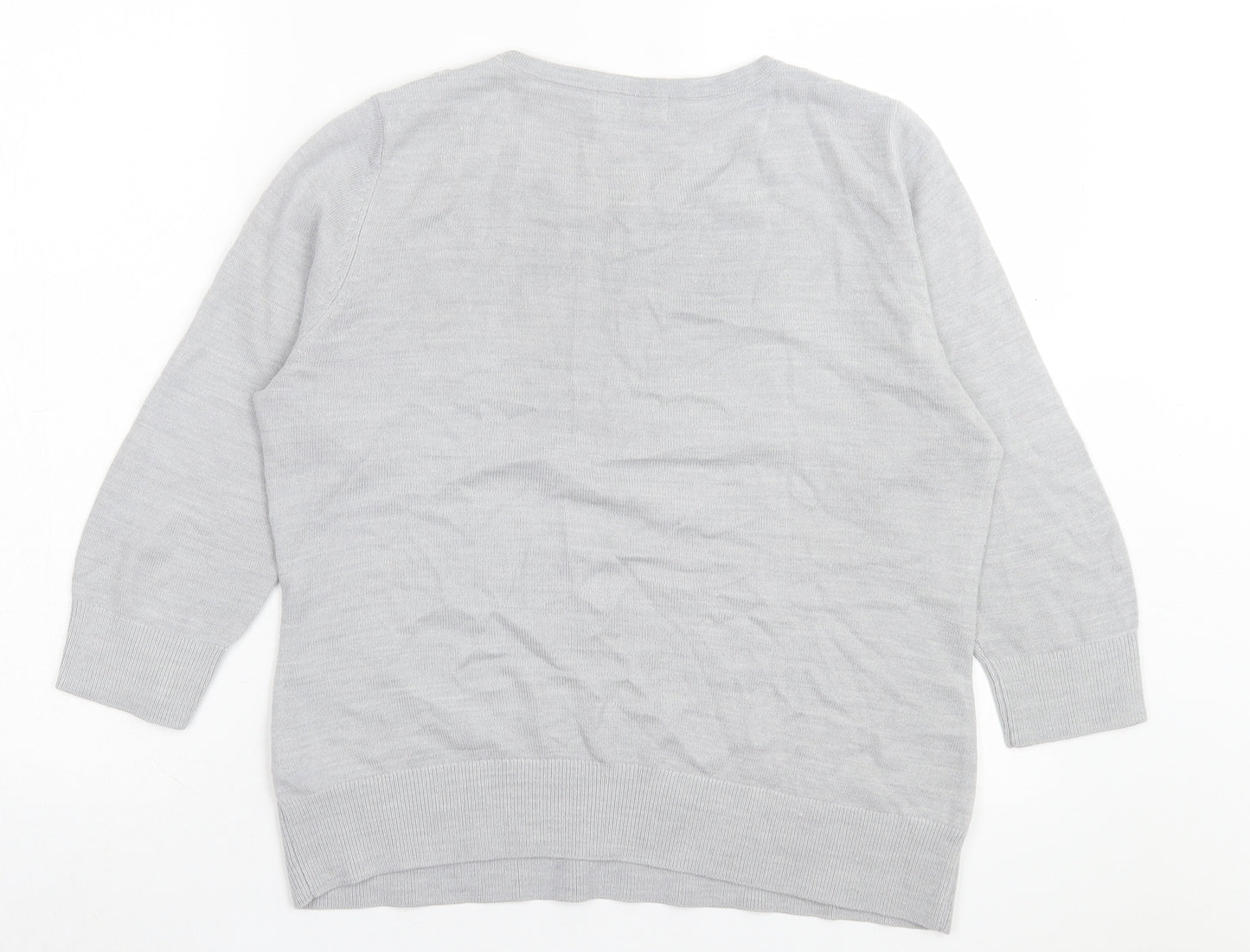 Per Una Womens Grey Crew Neck Acrylic Pullover Jumper Size 14