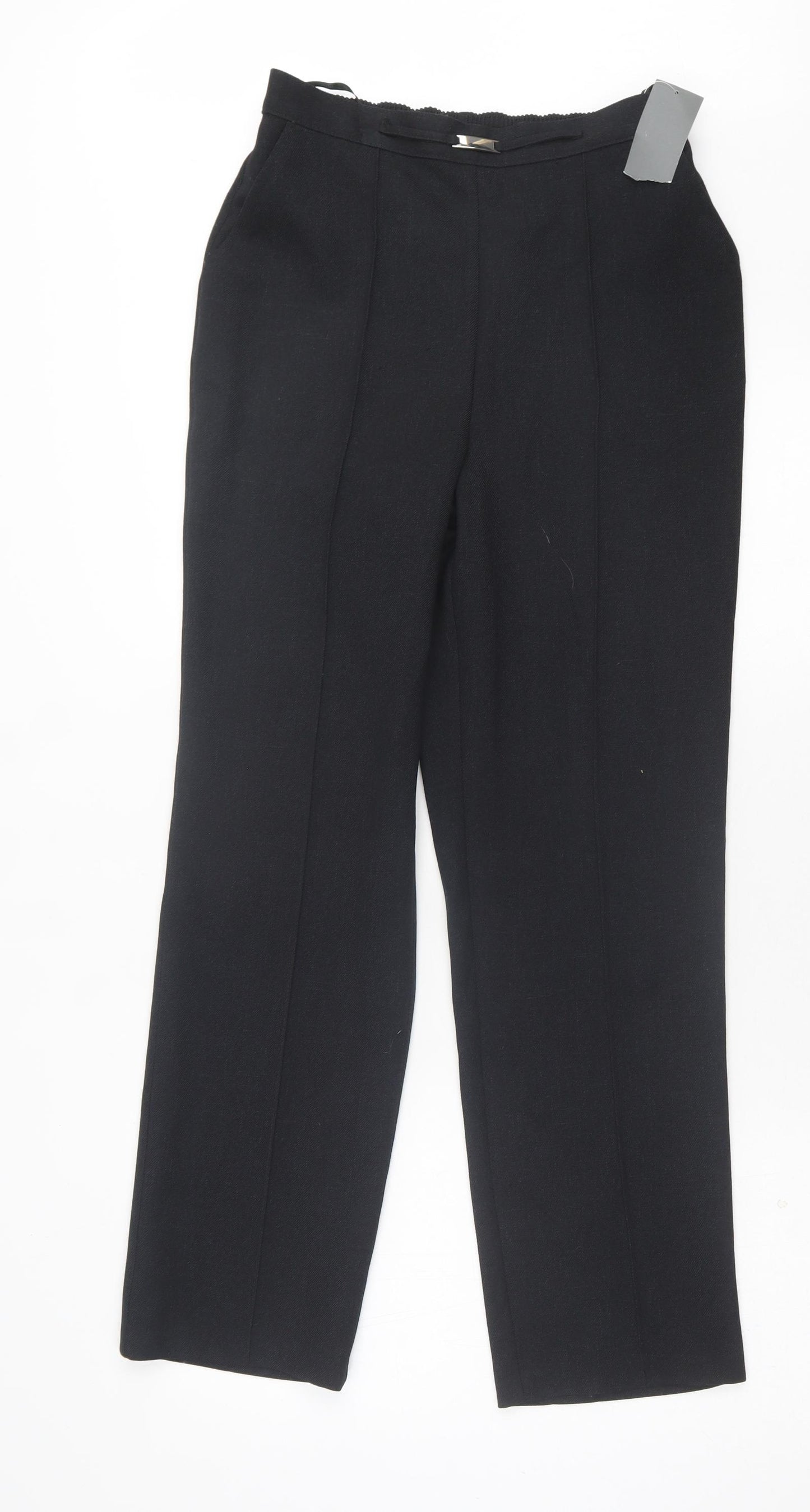 Papaya Womens Black Polyester Trousers Size 8 L29 in Regular