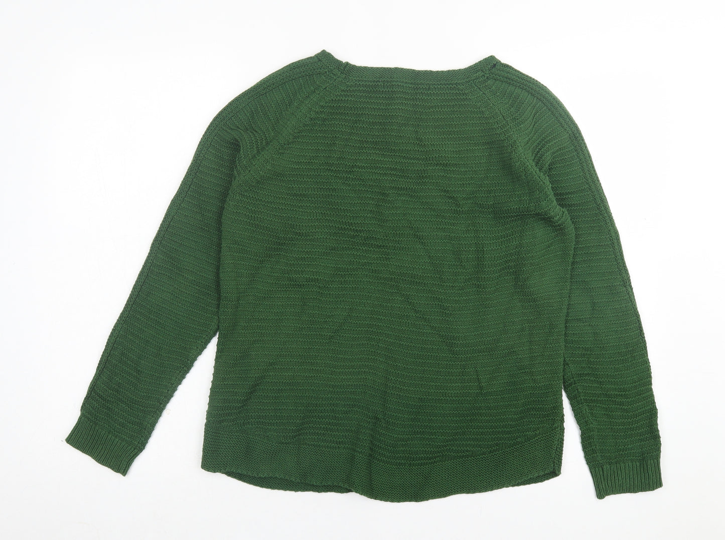 Betty Jackson Black Womens Green Crew Neck Cotton Pullover Jumper Size 12