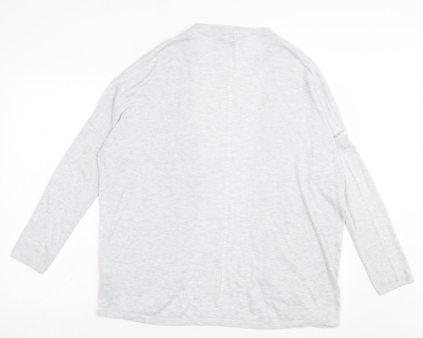 Red Herring Womens Grey V-Neck Cotton Cardigan Jumper Size 12