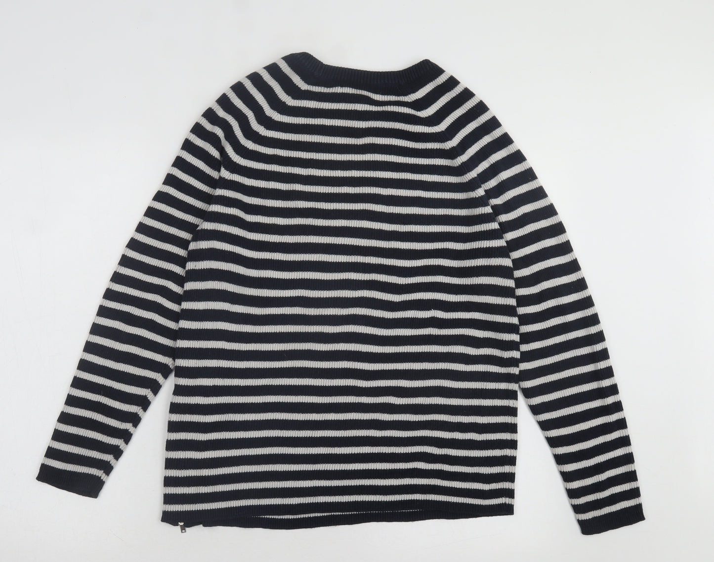 Banana Republic Womens Blue Crew Neck Striped Cotton Pullover Jumper Size L