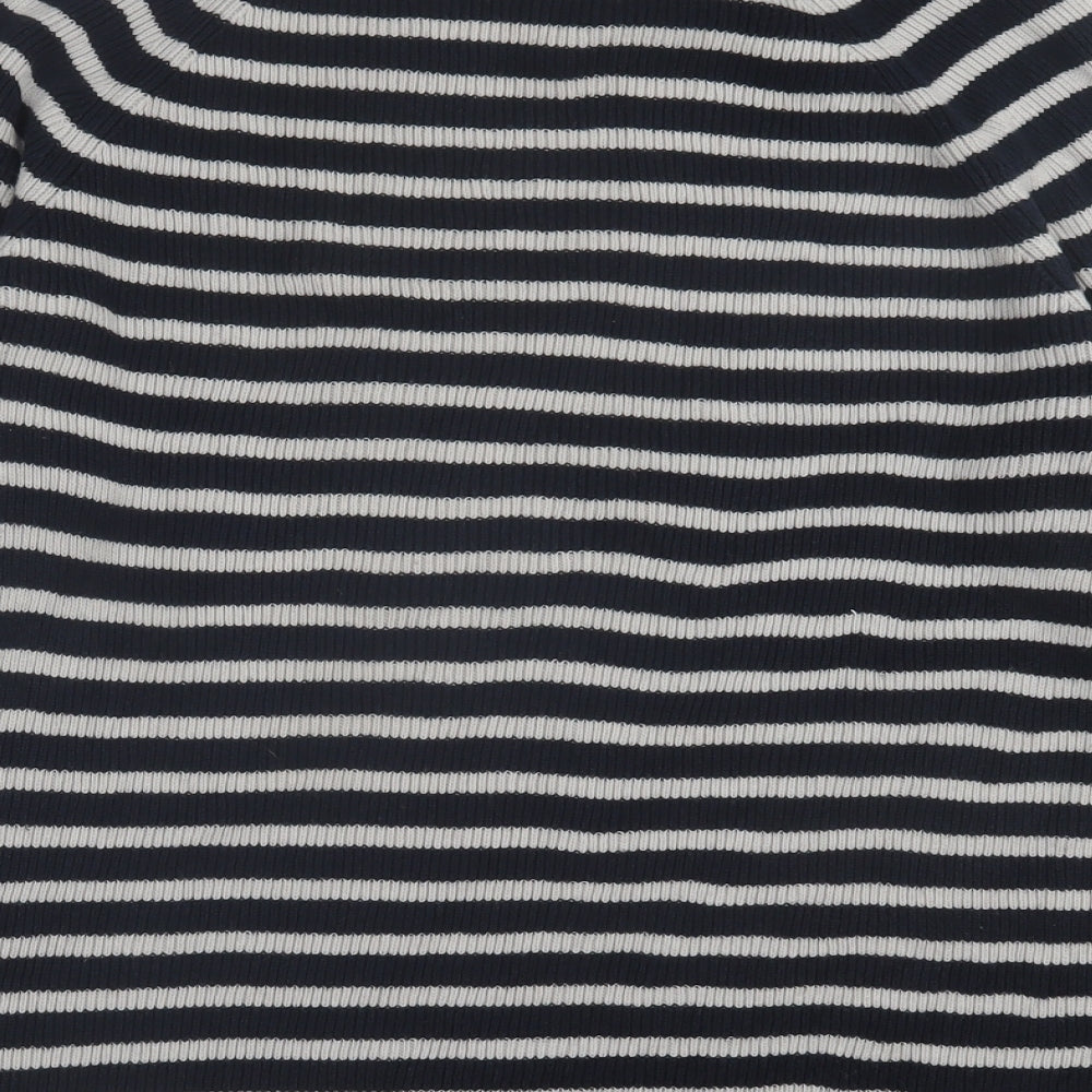 Banana Republic Womens Blue Crew Neck Striped Cotton Pullover Jumper Size L