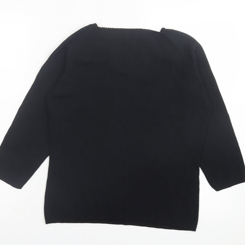Debbie Morgan Womens Black Viscose Basic T-Shirt Size M V-Neck