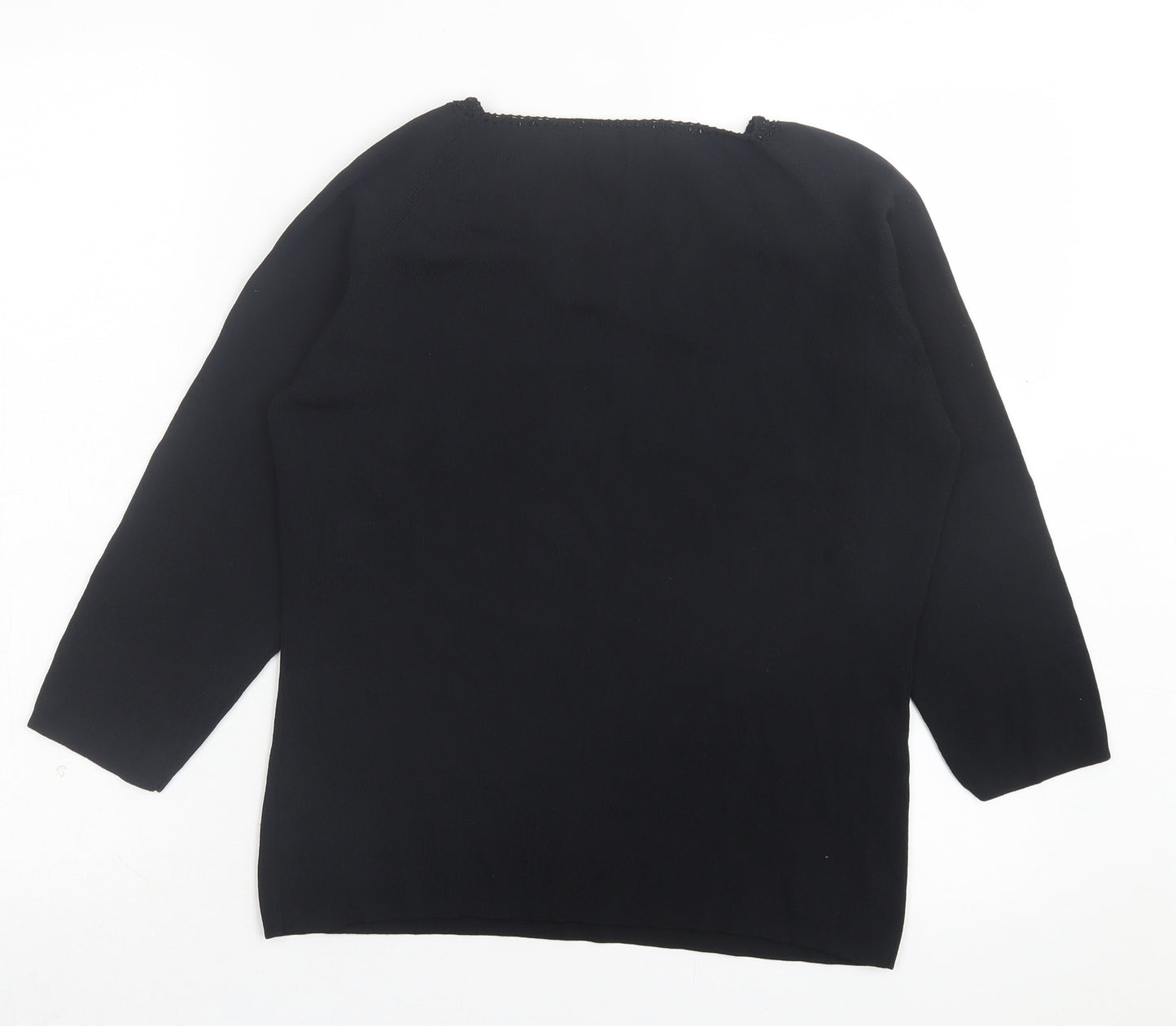 Debbie Morgan Womens Black Viscose Basic T-Shirt Size M V-Neck