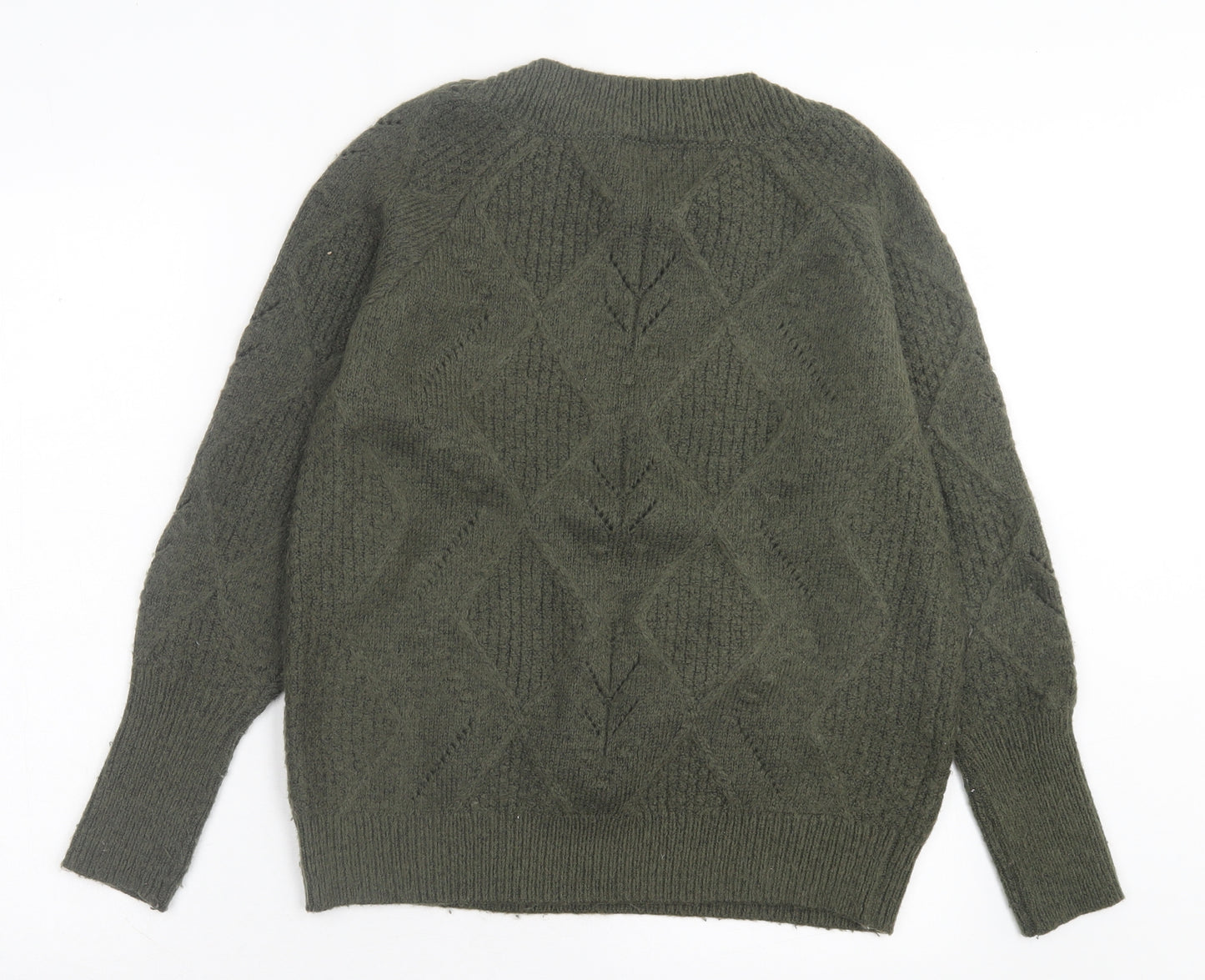 Marks and Spencer Womens Green Crew Neck Acrylic Pullover Jumper Size M