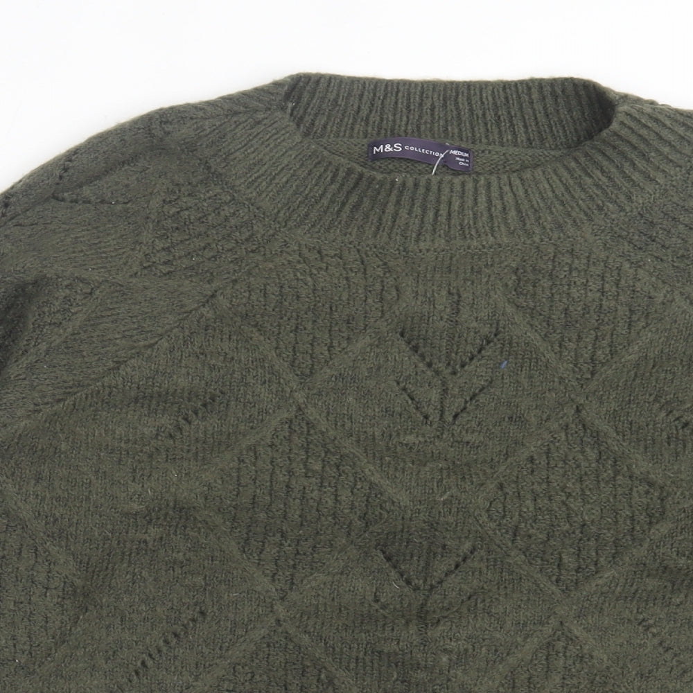 Marks and Spencer Womens Green Crew Neck Acrylic Pullover Jumper Size M