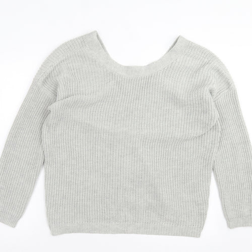 Primark Womens Grey Round Neck Acrylic Pullover Jumper Size XL