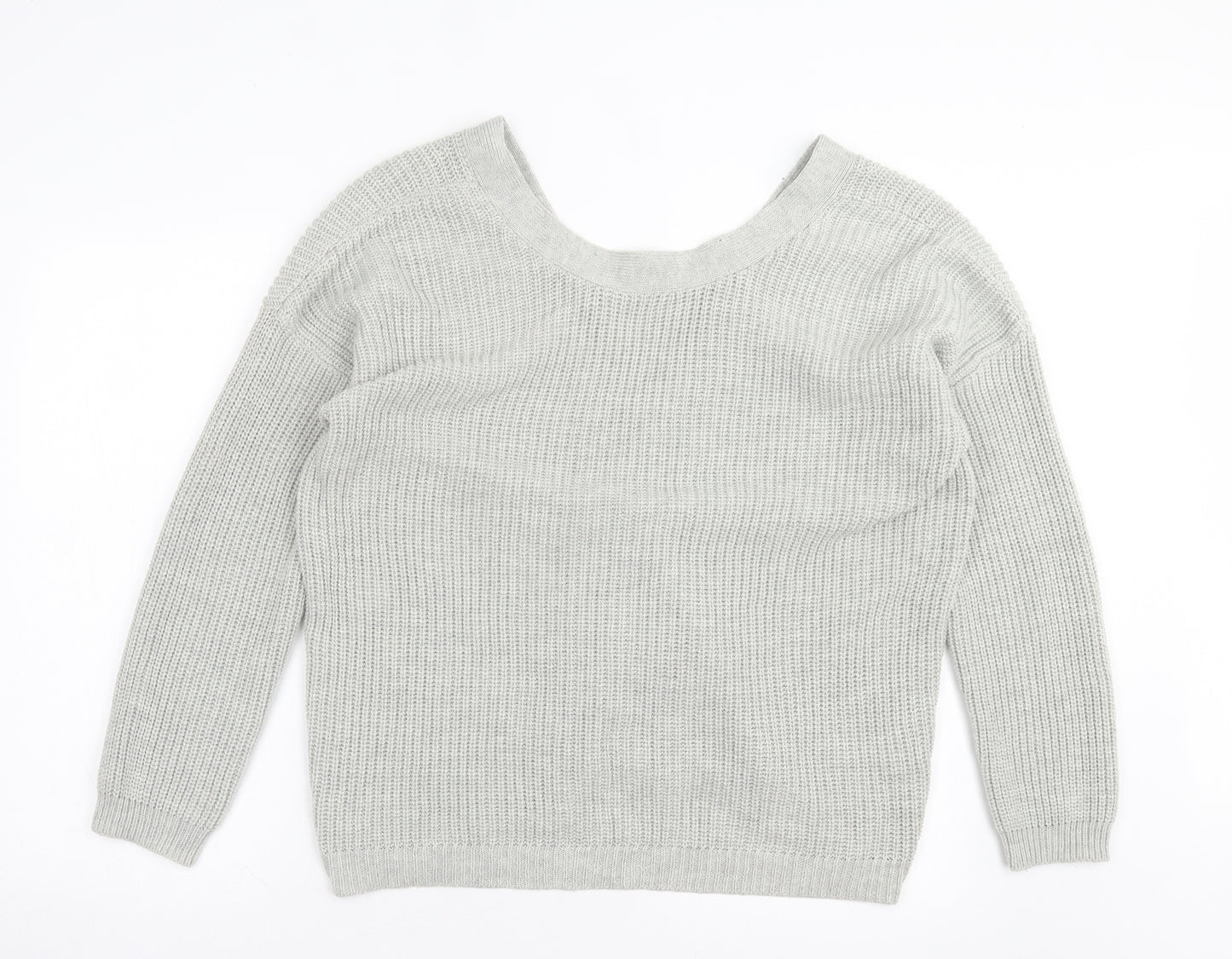 Primark Womens Grey Round Neck Acrylic Pullover Jumper Size XL