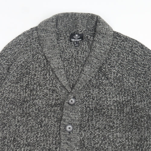 Threadbare Mens Black V-Neck Acrylic Cardigan Jumper Size L