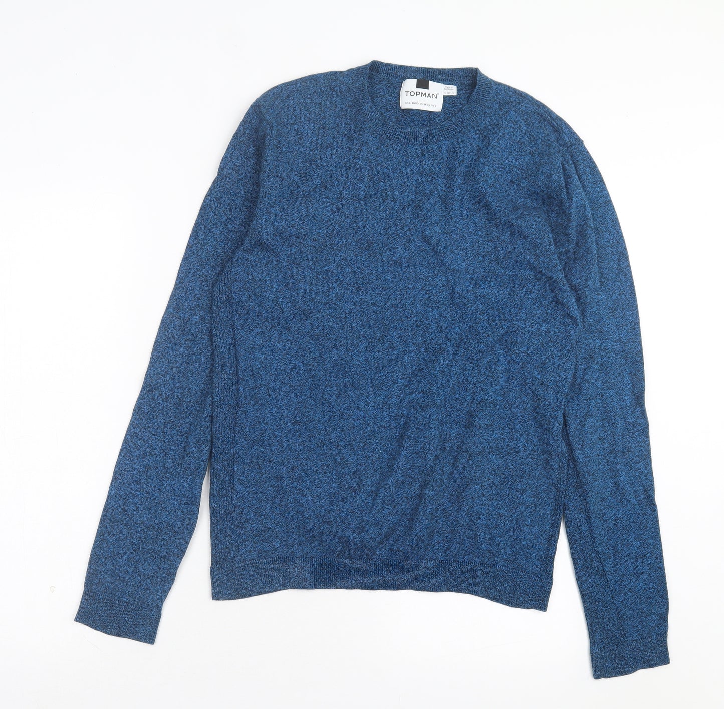 Topman Mens Blue Crew Neck Cotton Pullover Jumper Size L