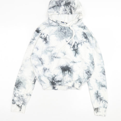 evra Womens Grey Geometric Cotton Pullover Hoodie Size M Pullover - Marble
