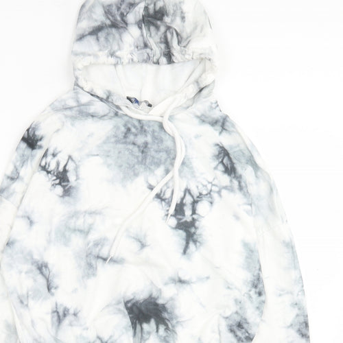 evra Womens Grey Geometric Cotton Pullover Hoodie Size M Pullover - Marble