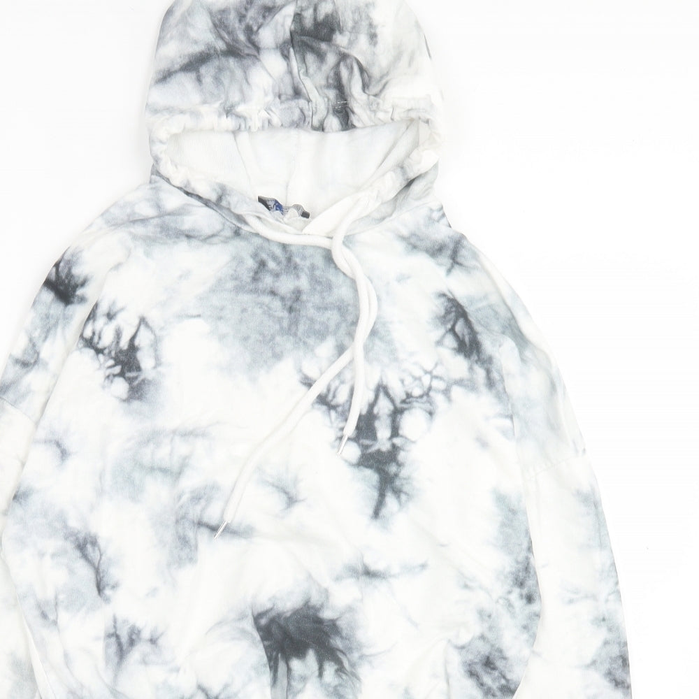 evra Womens Grey Geometric Cotton Pullover Hoodie Size M Pullover - Marble