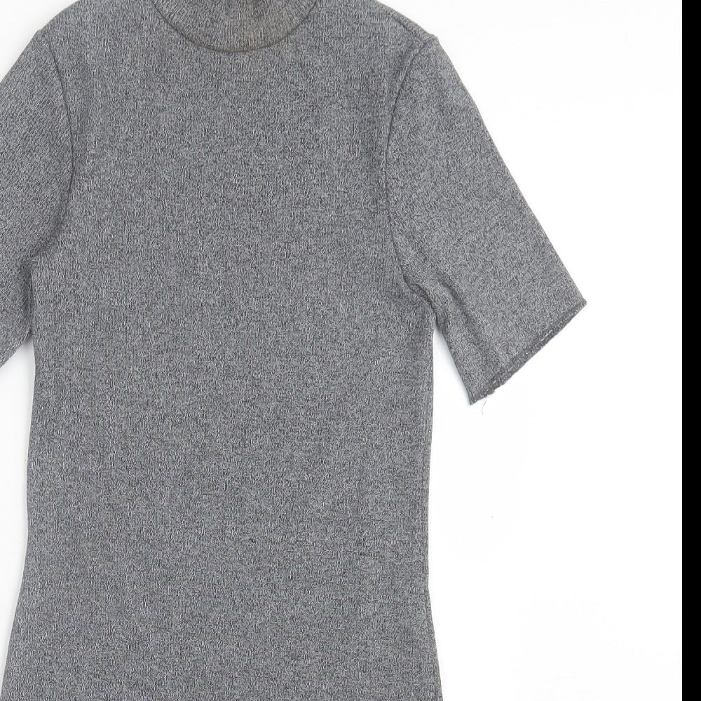River Island Womens Grey Cotton A-Line Size 10 High Neck Pullover