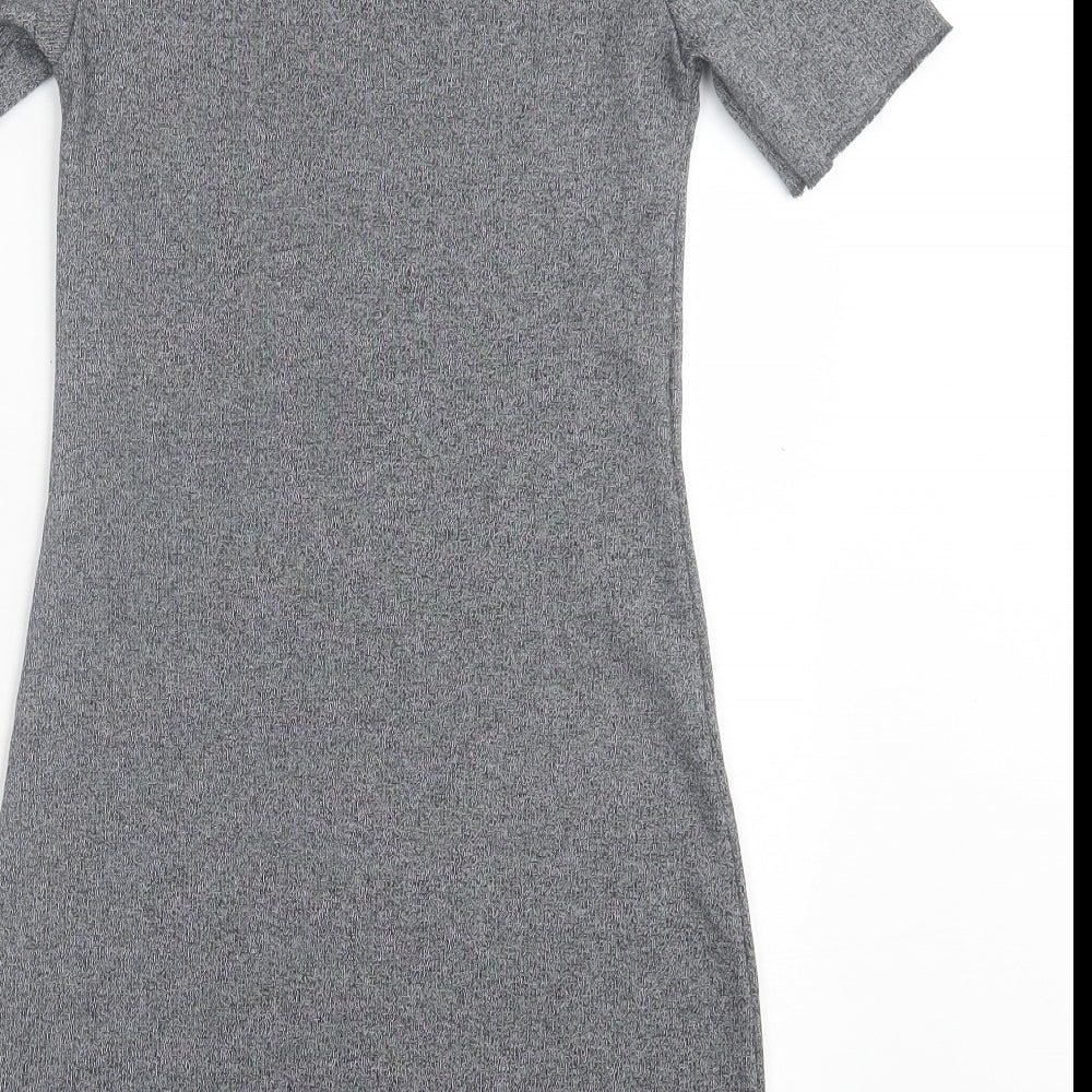 River Island Womens Grey Cotton A-Line Size 10 High Neck Pullover