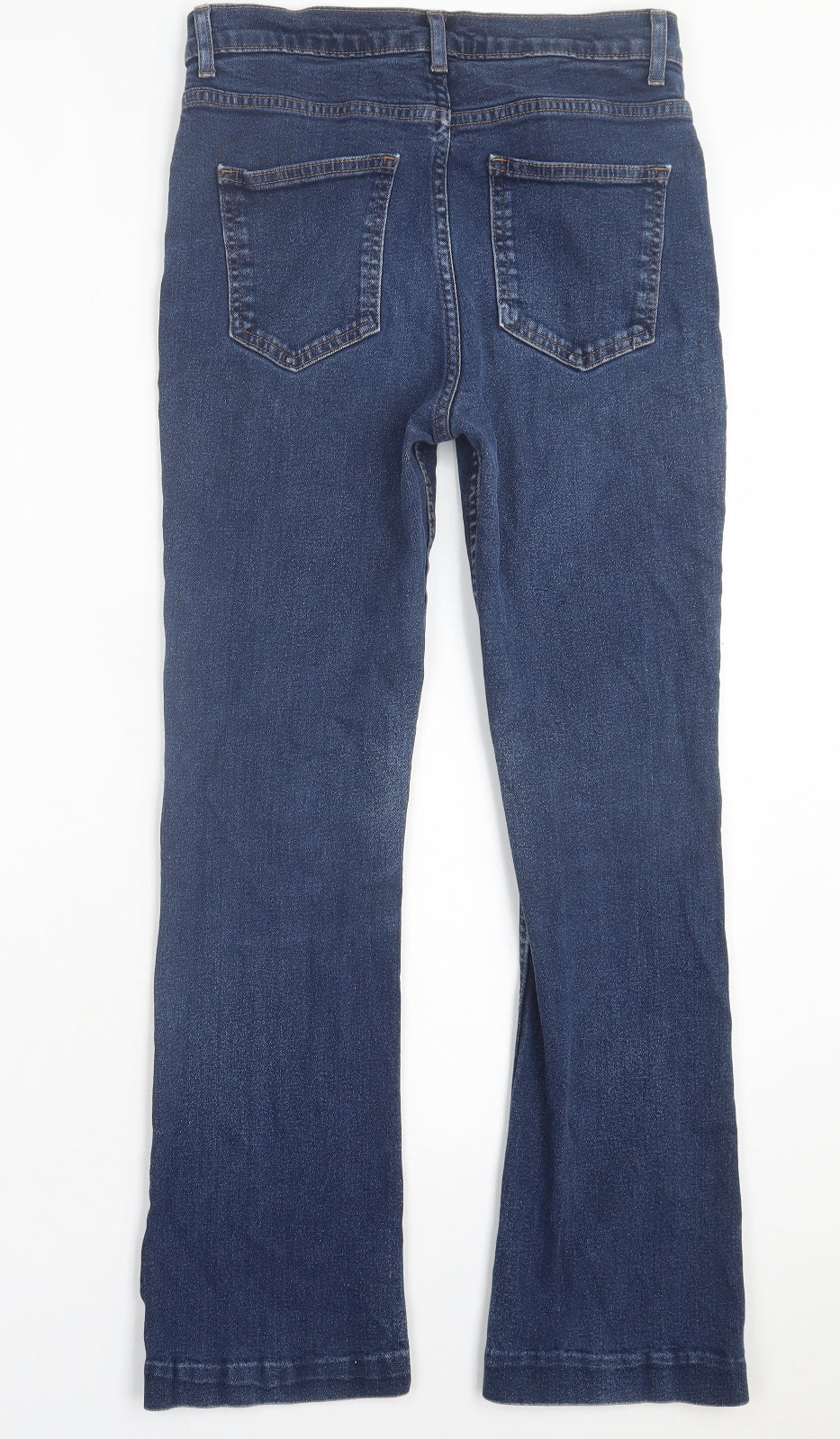Marks and Spencer Womens Blue Cotton Bootcut Jeans Size 10 L27 in Slim Button