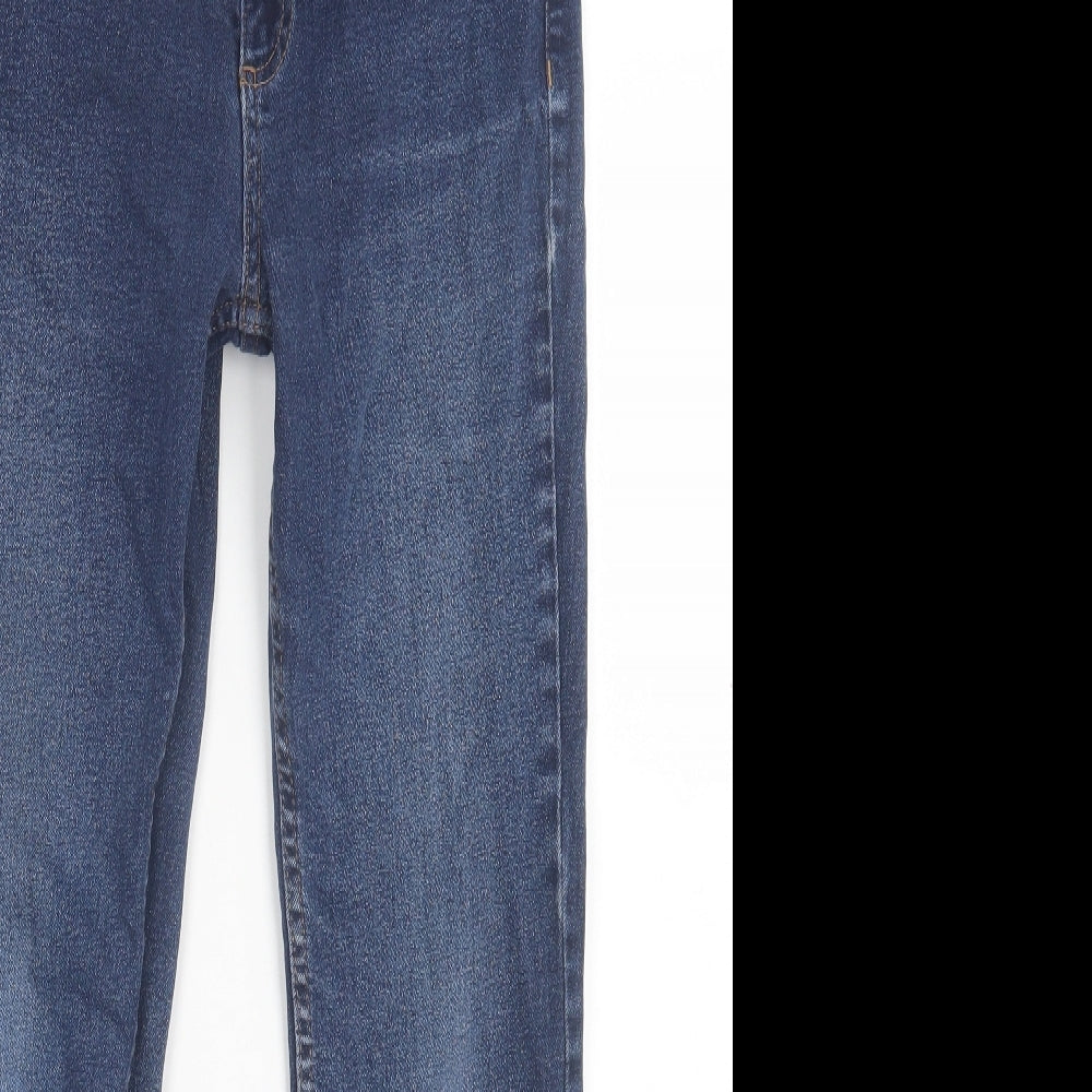 Marks and Spencer Womens Blue Cotton Bootcut Jeans Size 10 L27 in Slim Button