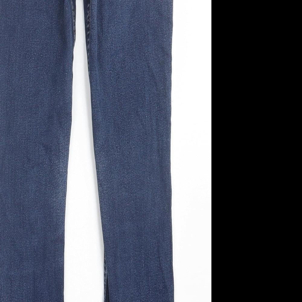 Marks and Spencer Womens Blue Cotton Bootcut Jeans Size 10 L27 in Slim Button