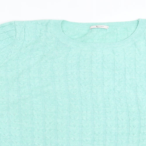 YU Womens Green Crew Neck Acrylic Pullover Jumper Size 14