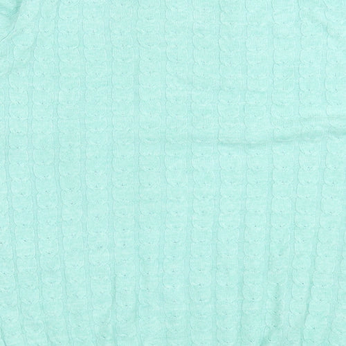 YU Womens Green Crew Neck Acrylic Pullover Jumper Size 14