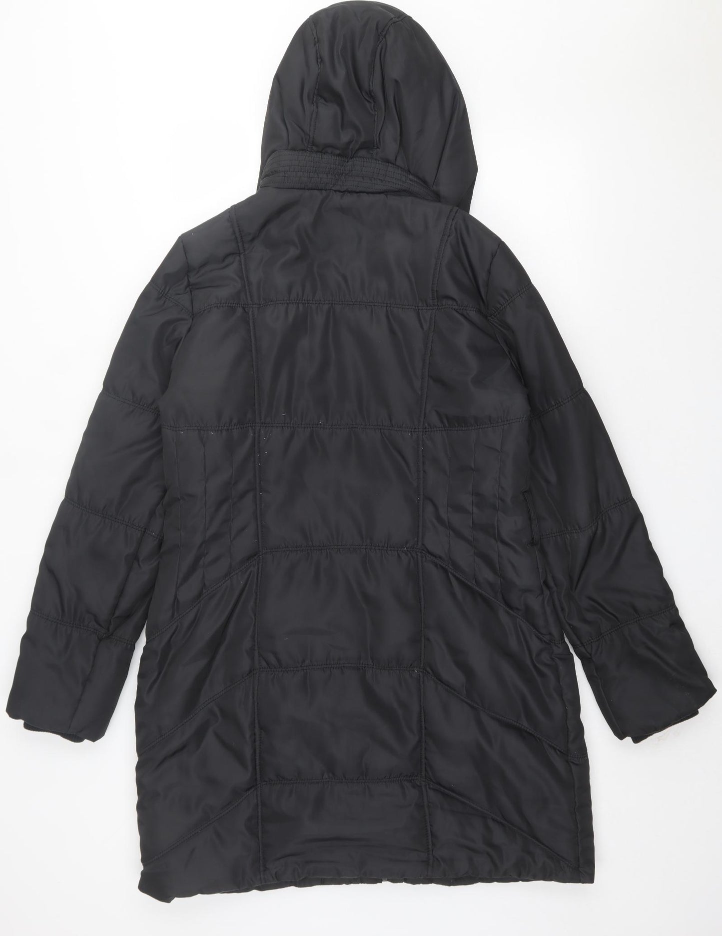 George Womens Black Quilted Coat Size 14 Zip