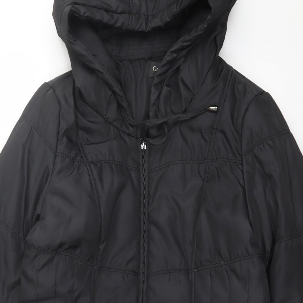 George Womens Black Quilted Coat Size 14 Zip
