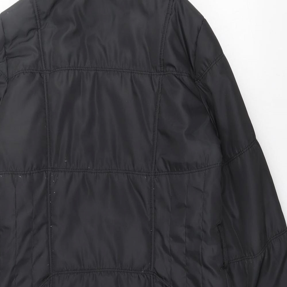 George Womens Black Quilted Coat Size 14 Zip