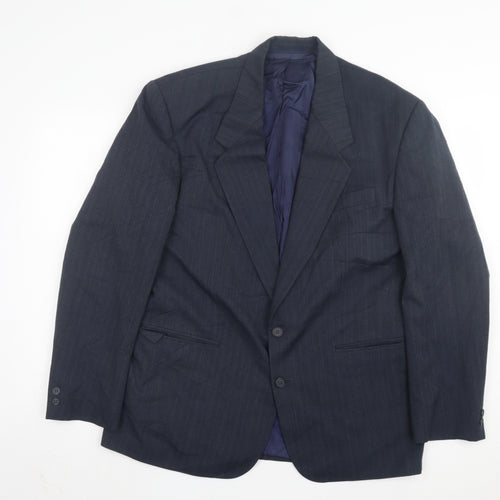 Preworn Mens Blue Striped Wool Jacket Suit Jacket Size 42