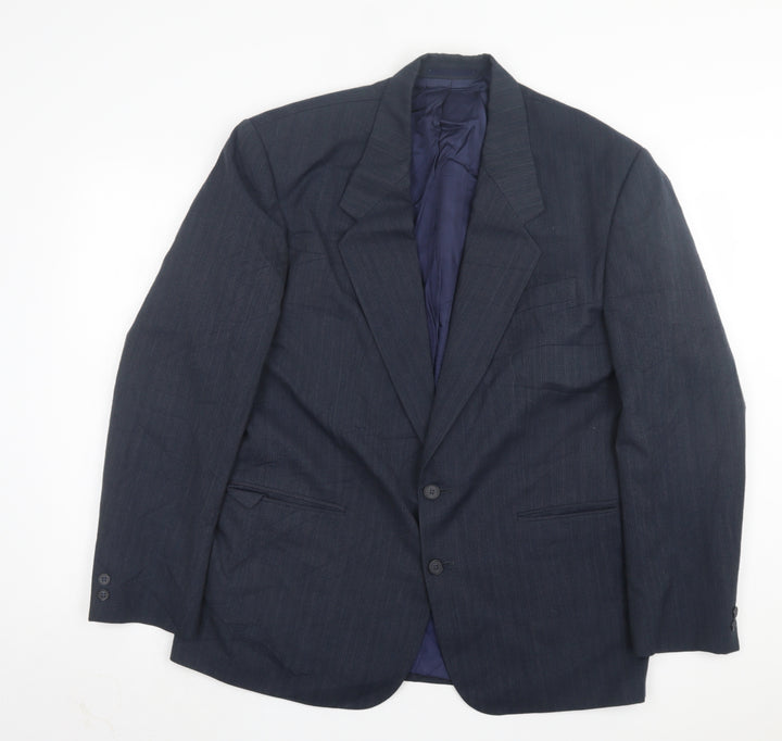 Preworn Mens Blue Striped Wool Jacket Suit Jacket Size 42