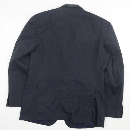 Preworn Mens Blue Striped Wool Jacket Suit Jacket Size 42