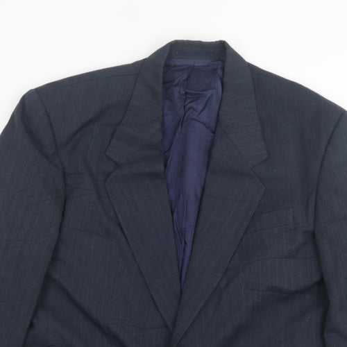 Preworn Mens Blue Striped Wool Jacket Suit Jacket Size 42