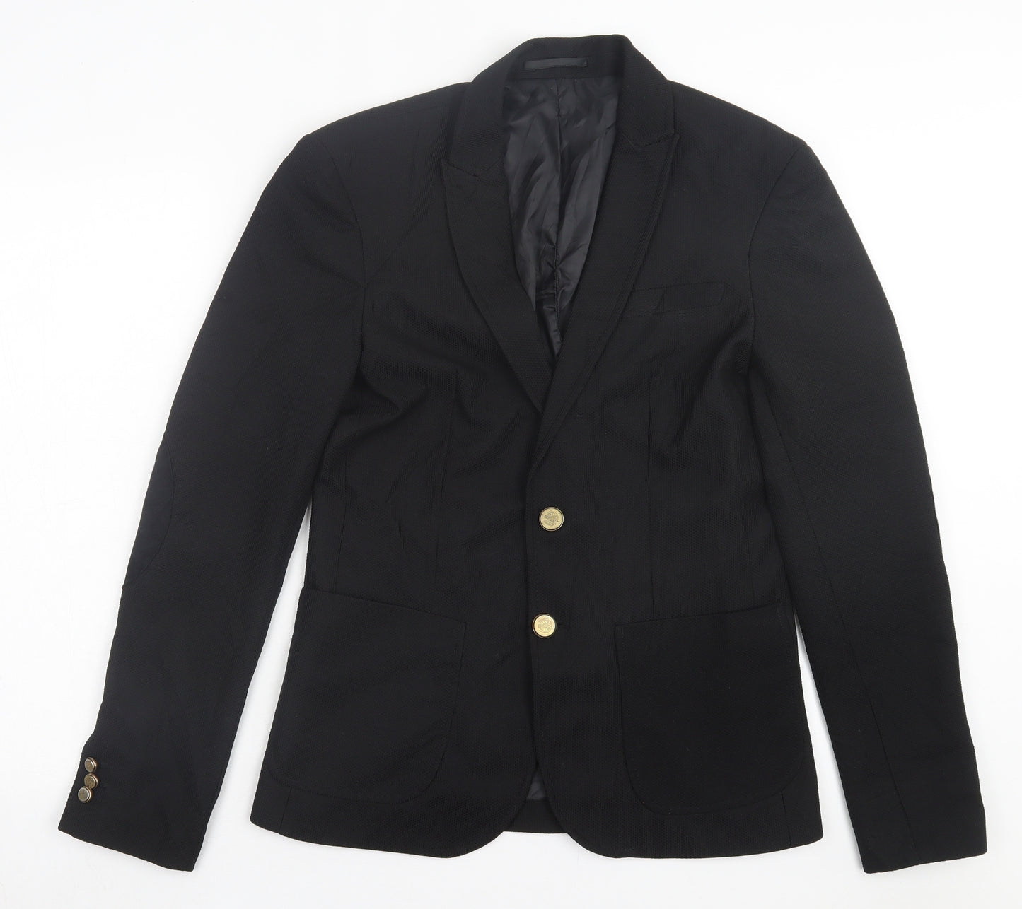 Zara Mens Black Polyester Jacket Suit Jacket Size 38