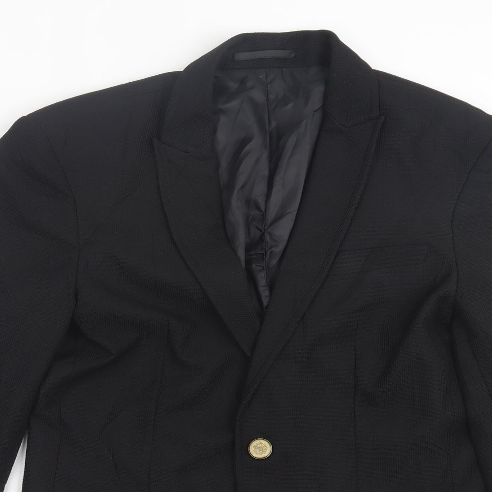 Zara Mens Black Polyester Jacket Suit Jacket Size 38