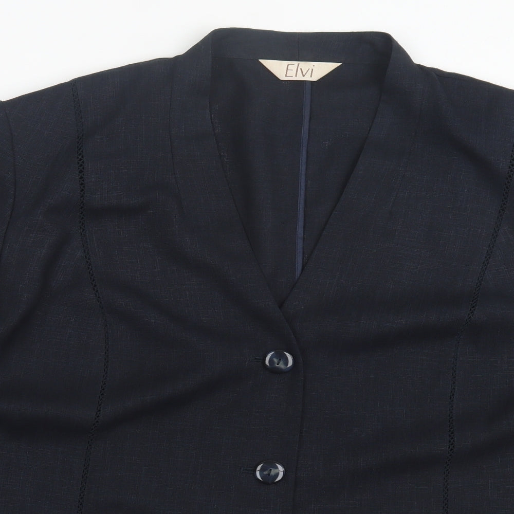 ELVI Womens Black Jacket Size 26 Button