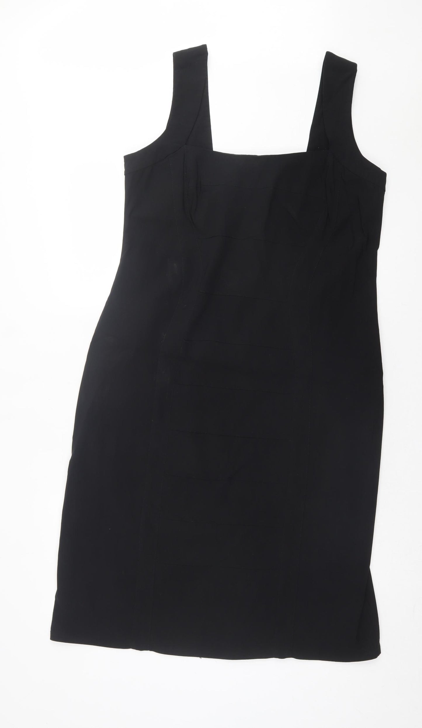 Julien Macdonald Womens Black Viscose A-Line Size 16 Square Neck Zip