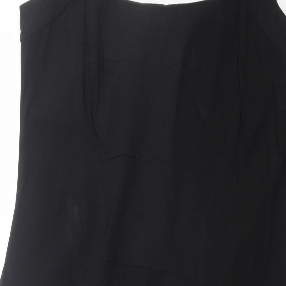 Julien Macdonald Womens Black Viscose A-Line Size 16 Square Neck Zip