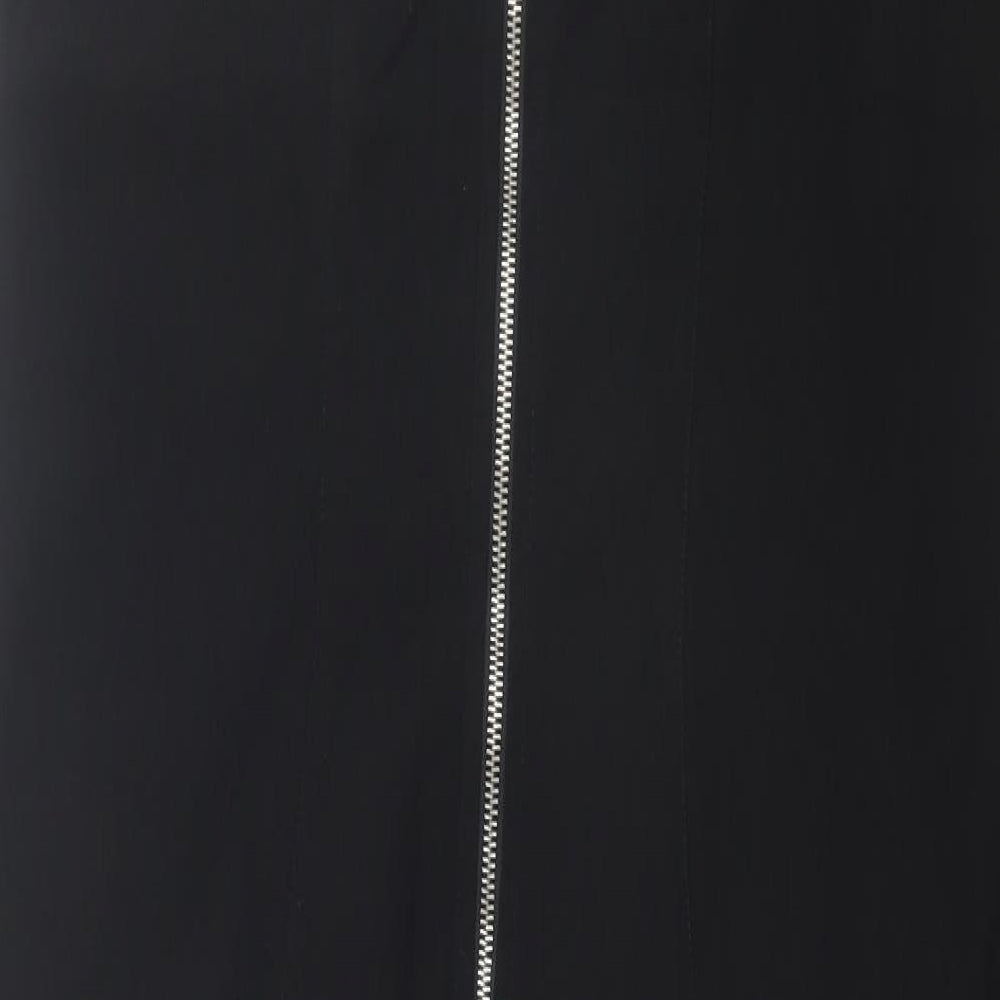 Julien Macdonald Womens Black Viscose A-Line Size 16 Square Neck Zip