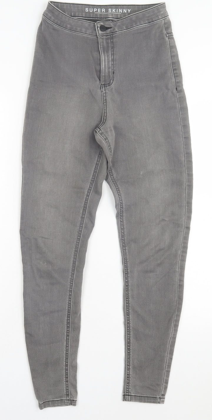 Marks and Spencer Womens Grey Cotton Skinny Jeans Size 8 L28 in Regular Button