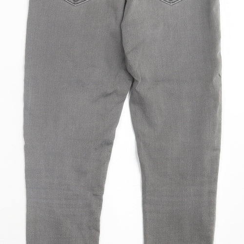 Marks and Spencer Womens Grey Cotton Skinny Jeans Size 8 L28 in Regular Button