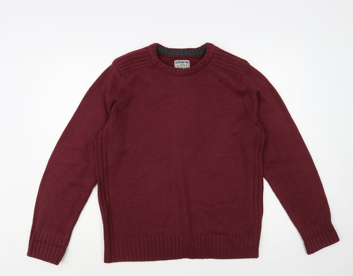 Kensington Mens Red Crew Neck Acrylic Pullover Jumper Size M