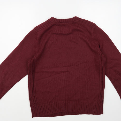 Kensington Mens Red Crew Neck Acrylic Pullover Jumper Size M