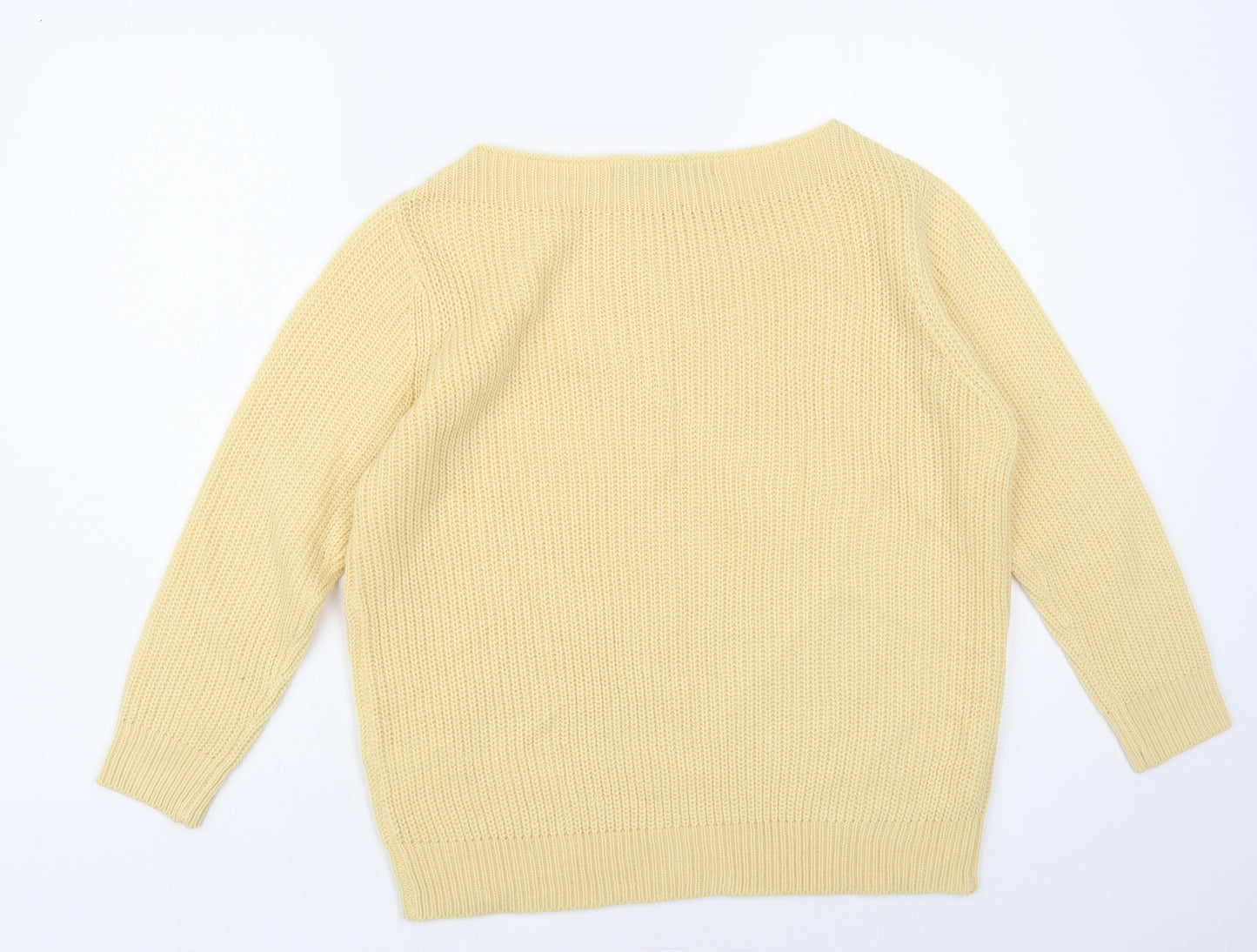 TRU Collection Womens Yellow Boat Neck Acrylic Pullover Jumper Size M