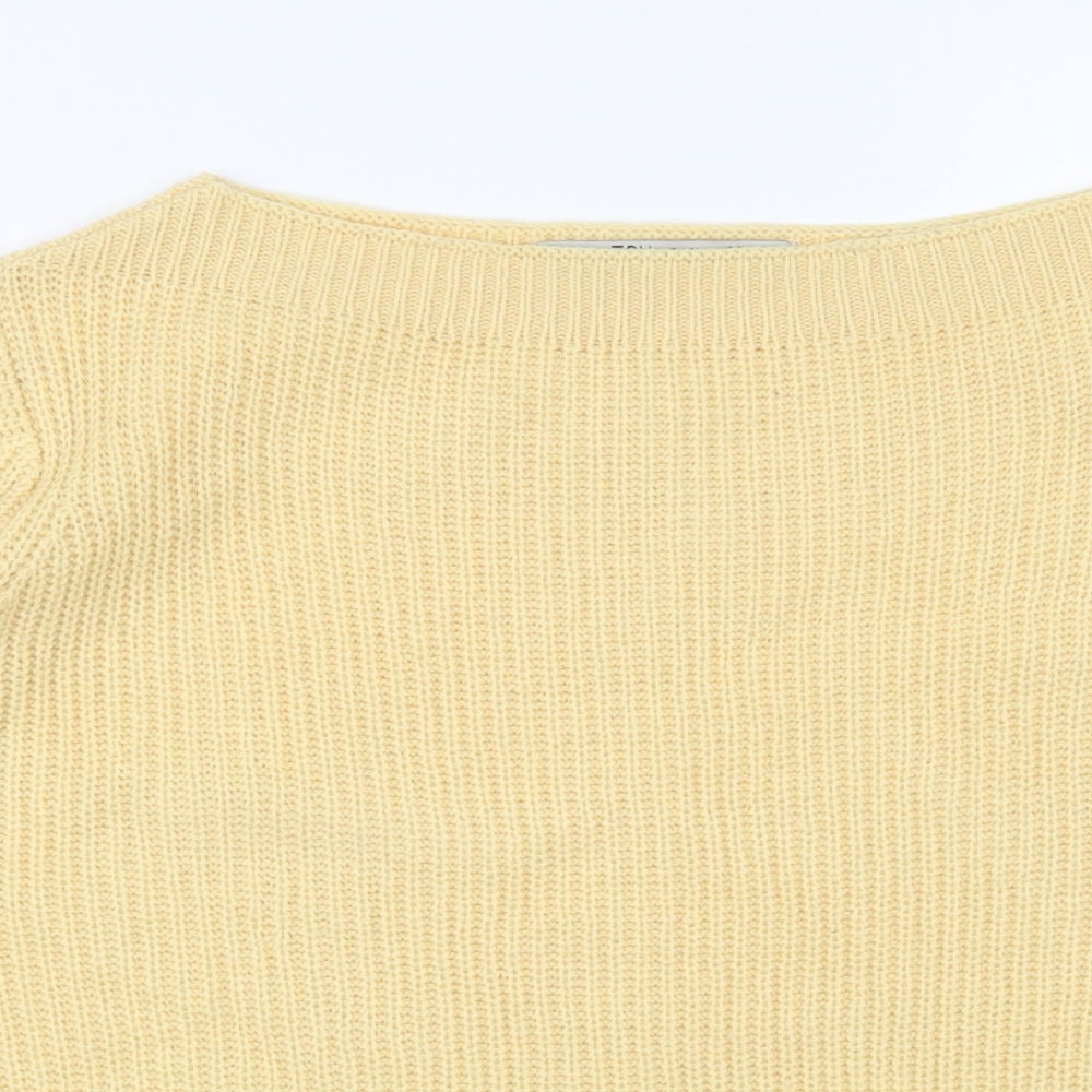 TRU Collection Womens Yellow Boat Neck Acrylic Pullover Jumper Size M