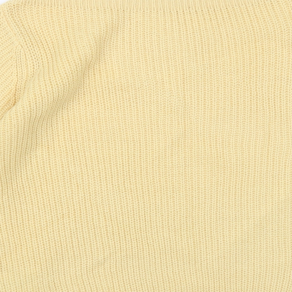 TRU Collection Womens Yellow Boat Neck Acrylic Pullover Jumper Size M