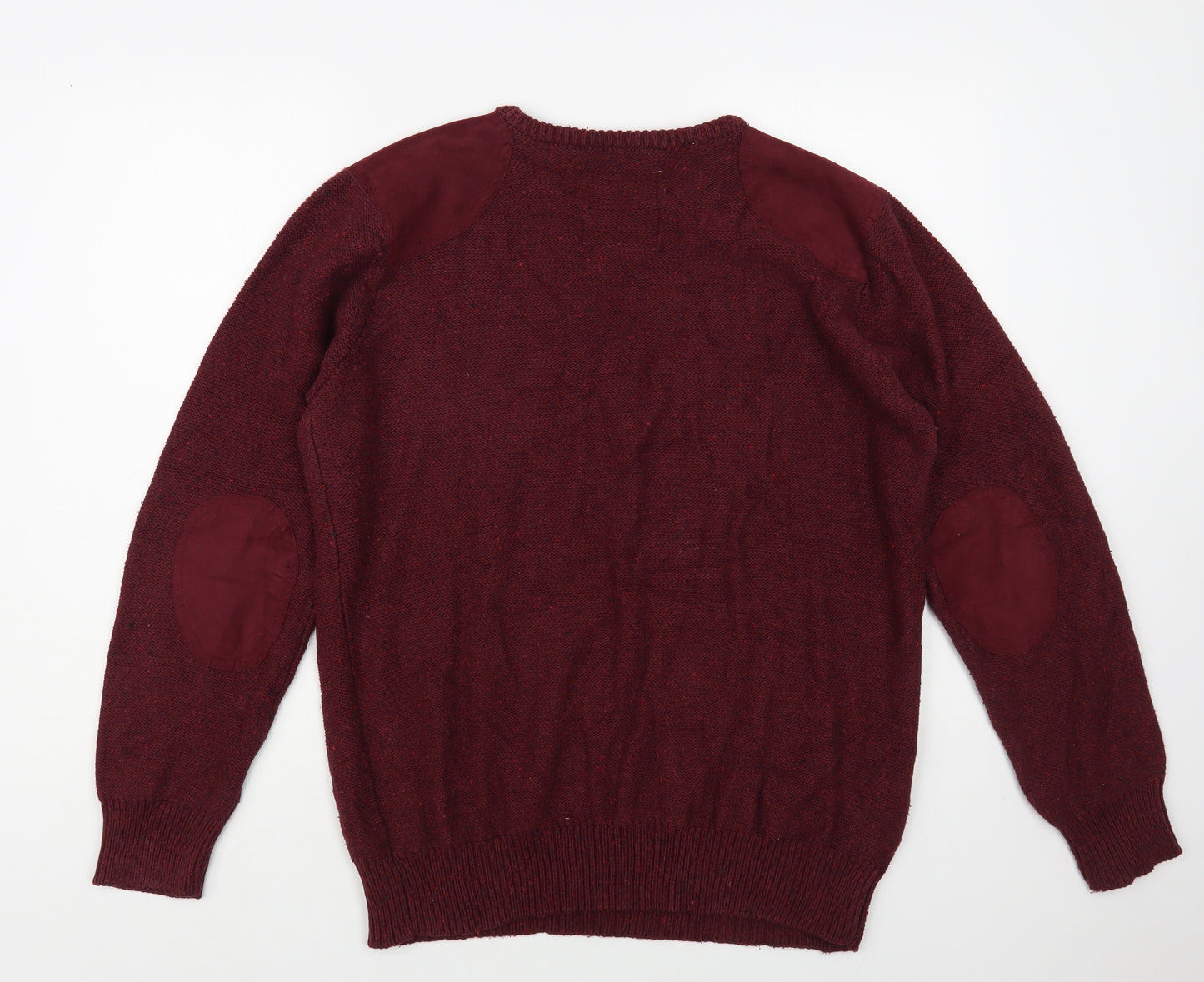 Easy Mens Red Crew Neck Cotton Pullover Jumper Size XL