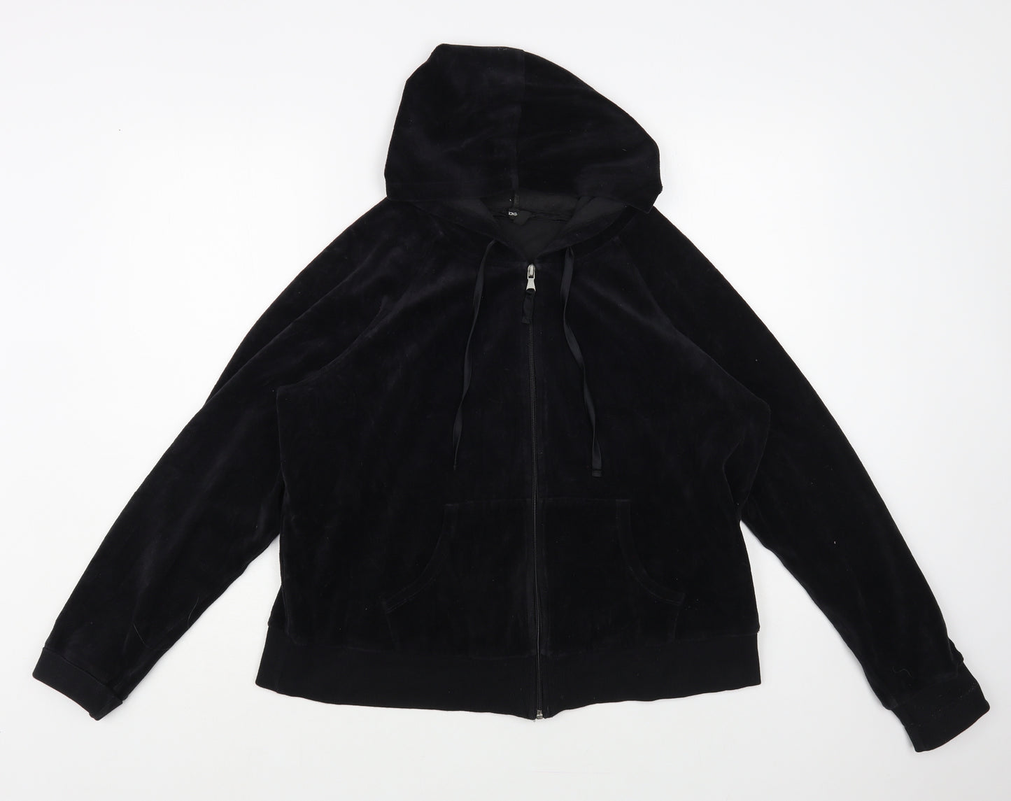 Marks and Spencer Womens Black Cotton Full Zip Hoodie Size 22 Zip